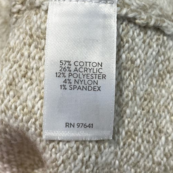 J. Jill Sweater, Pullover with Split Neck, Cotton Blend, Cream Knit, Size XS - Picture 4 of 5